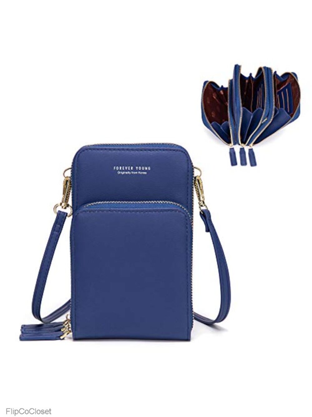 Small Cell Phone Crossbody Bag Multi-pocket 6 Card Slots Faux Leather